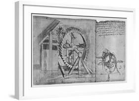 'A Large Wheel Which Is Resolved and Fires Four Crossbows in Succession', c1480, (1945)-Leonardo Da Vinci-Framed Giclee Print