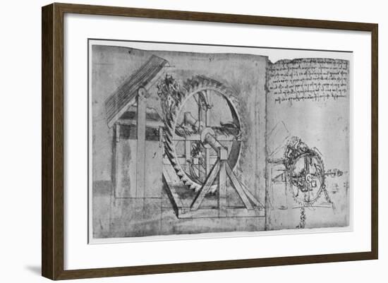 'A Large Wheel Which Is Resolved and Fires Four Crossbows in Succession', c1480, (1945)-Leonardo Da Vinci-Framed Giclee Print