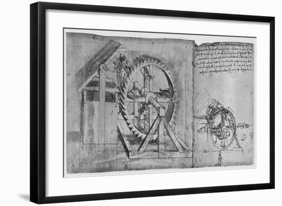 'A Large Wheel Which Is Resolved and Fires Four Crossbows in Succession', c1480, (1945)-Leonardo Da Vinci-Framed Giclee Print