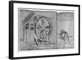 'A Large Wheel Which Is Resolved and Fires Four Crossbows in Succession', c1480, (1945)-Leonardo Da Vinci-Framed Giclee Print
