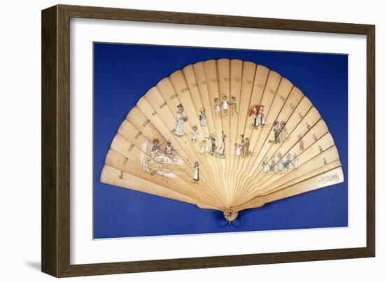 A Large Wooden Brise Fan Painted in Colours with Groups of Children at Various Pursuits-Kate Greenaway-Framed Giclee Print