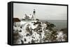 A Large Wreath is Hung on Portland Head Lighthouse in Maine to Celebrate the Holiday Season. Portla-Allan Wood Photography-Framed Stretched Canvas