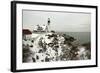 A Large Wreath is Hung on Portland Head Lighthouse in Maine to Celebrate the Holiday Season. Portla-Allan Wood Photography-Framed Photographic Print