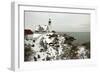 A Large Wreath is Hung on Portland Head Lighthouse in Maine to Celebrate the Holiday Season. Portla-Allan Wood Photography-Framed Photographic Print