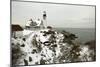 A Large Wreath is Hung on Portland Head Lighthouse in Maine to Celebrate the Holiday Season. Portla-Allan Wood Photography-Mounted Photographic Print