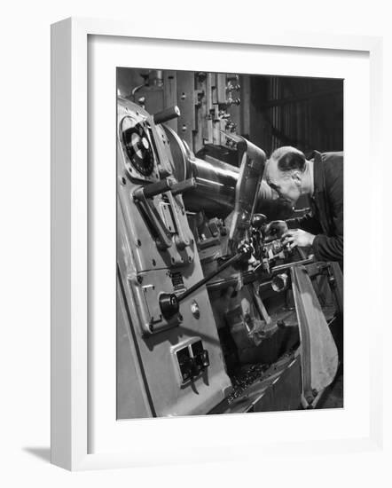 A Lathe Operator at Work-Heinz Zinram-Framed Photographic Print
