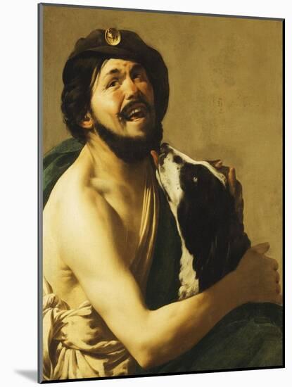 A Laughing Bravo with a Dog, 1628-Hendrick Terbrugghen-Mounted Giclee Print