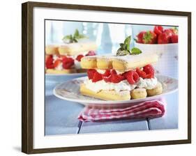 A Layered Dessert Made of Sponge Fingers, Cream and Berries-Frank Weymann-Framed Photographic Print