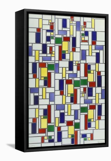 A Leaded and Stained Glass Panel; 'Vetrata Komposite V in Lood'-Theo van Doesburg-Framed Stretched Canvas