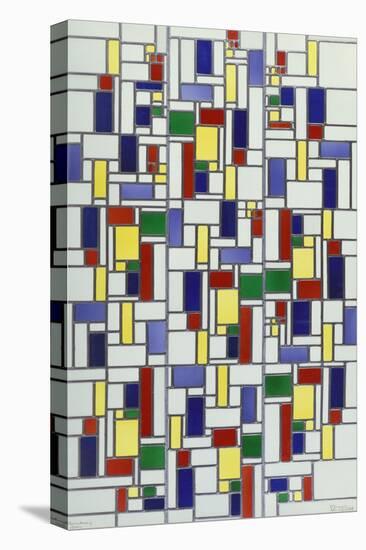 A Leaded and Stained Glass Panel; 'Vetrata Komposite V in Lood'-Theo van Doesburg-Stretched Canvas