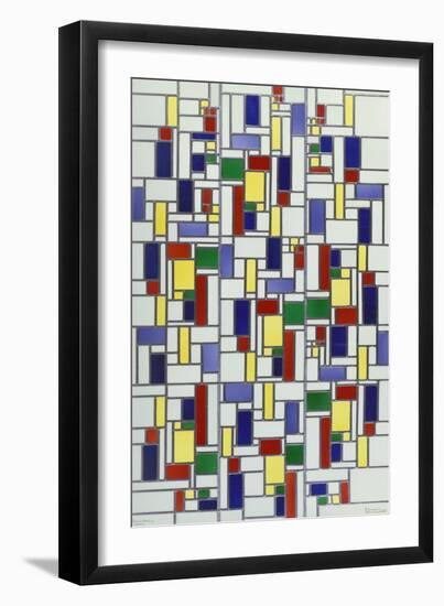 A Leaded and Stained Glass Panel; 'Vetrata Komposite V in Lood'-Theo van Doesburg-Framed Giclee Print