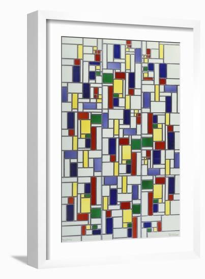 A Leaded and Stained Glass Panel; 'Vetrata Komposite V in Lood'-Theo van Doesburg-Framed Giclee Print