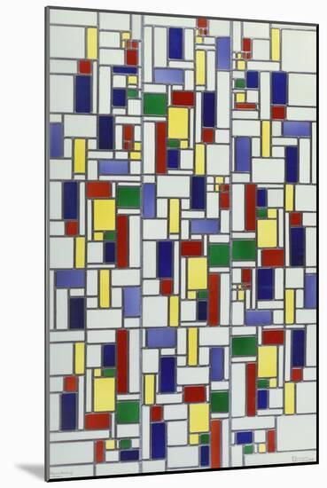 A Leaded and Stained Glass Panel; 'Vetrata Komposite V in Lood'-Theo van Doesburg-Mounted Giclee Print