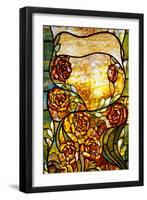 A Leaded Favrile Glass "Peony" Window Screen-Tiffany Studios-Framed Giclee Print