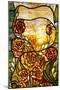 A Leaded Favrile Glass "Peony" Window Screen-Tiffany Studios-Mounted Giclee Print