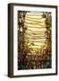 A Leaded Glass Landscape Window Depicting View of Red Flowers and a Stream-Tiffany Studios-Framed Giclee Print