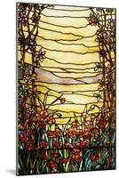 A Leaded Glass Landscape Window Depicting View of Red Flowers and a Stream-Tiffany Studios-Mounted Giclee Print