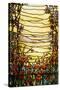 A Leaded Glass Landscape Window Depicting View of Red Flowers and a Stream-Tiffany Studios-Stretched Canvas