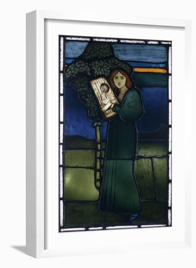 A Leaded Glass Panel Depicting a Full-Length Female Figure Playing a Stringed Instrument, 1891-David Gauld-Framed Giclee Print