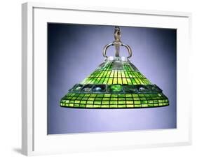 A Leaded Glass Turtleback Tile and Bronze Chandelier-null-Framed Giclee Print