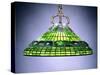 A Leaded Glass Turtleback Tile and Bronze Chandelier-null-Stretched Canvas