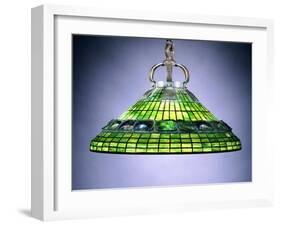 A Leaded Glass Turtleback Tile and Bronze Chandelier-null-Framed Giclee Print