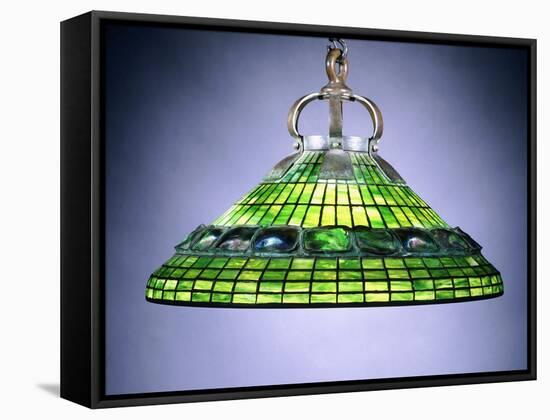 A Leaded Glass Turtleback Tile and Bronze Chandelier-null-Framed Stretched Canvas