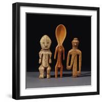 A Lega Bone Figure, a Lega Ivory Spoon and a Pende Bone Whistle-null-Framed Giclee Print