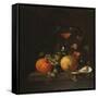 A Lemon, an Orange, Grapes, an Oyster, and a Glass of Wine on a Ledge-Canaletto-Framed Stretched Canvas