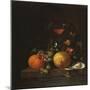 A Lemon, an Orange, Grapes, an Oyster, and a Glass of Wine on a Ledge-Canaletto-Mounted Giclee Print
