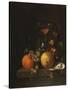 A Lemon, an Orange, Grapes, an Oyster, and a Glass of Wine on a Ledge-Canaletto-Stretched Canvas