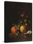 A Lemon, an Orange, Grapes, an Oyster, and a Glass of Wine on a Ledge-Canaletto-Stretched Canvas