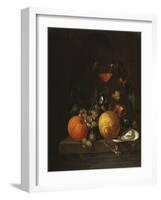 A Lemon, an Orange, Grapes, an Oyster, and a Glass of Wine on a Ledge-Canaletto-Framed Giclee Print