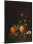 A Lemon, an Orange, Grapes, an Oyster, and a Glass of Wine on a Ledge-Canaletto-Mounted Giclee Print