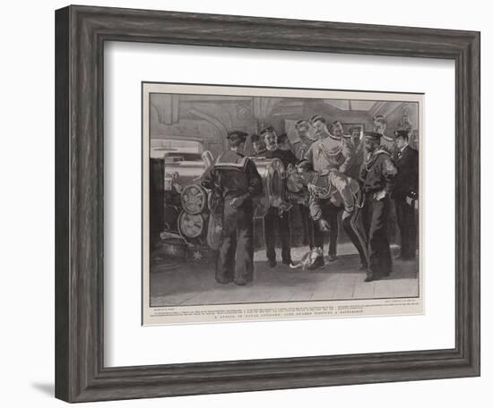 A Lesson in Naval Gunnery, Life Guards Visiting a Battleship-William Small-Framed Giclee Print