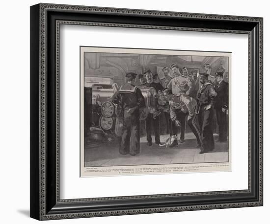 A Lesson in Naval Gunnery, Life Guards Visiting a Battleship-William Small-Framed Giclee Print