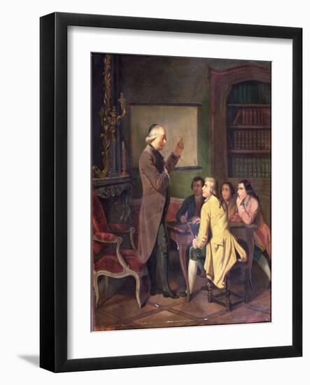 A Lesson with Abbe Charles Michel de L'Epee after a Painting by F. Peyson-N. Ginouvier-Framed Giclee Print