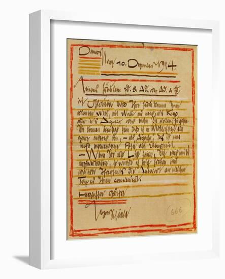 A Letter by Egon Schiele to the Sisters Edith and Adele Harms, Dec.10, 1914-Egon Schiele-Framed Giclee Print