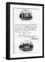 A Letter by John Howard, and a View of His Residence at Cardington, Mid-Late 18th Century-John Howard-Framed Giclee Print