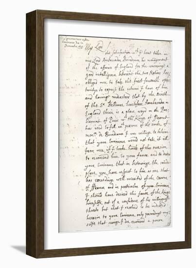 A Letter by Oliver Cromwell to Cardinal Mazarin, 4 December 1657-Oliver Cromwell-Framed Giclee Print