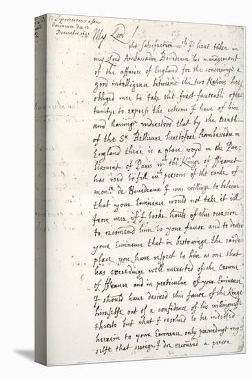 A Letter by Oliver Cromwell to Cardinal Mazarin, 4 December 1657-Oliver Cromwell-Stretched Canvas