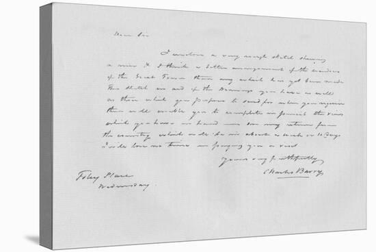 A letter from Charles Barry, c1840 (1904)-Sir Charles Barry-Stretched Canvas