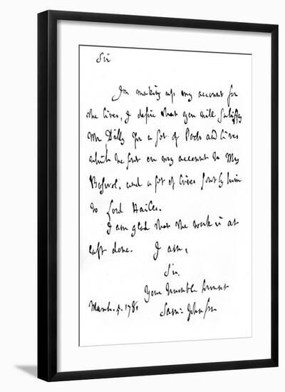 A Letter from Dr Johnson, on His Finishing the Lives of the Poets, C1780-James Boswell-Framed Giclee Print