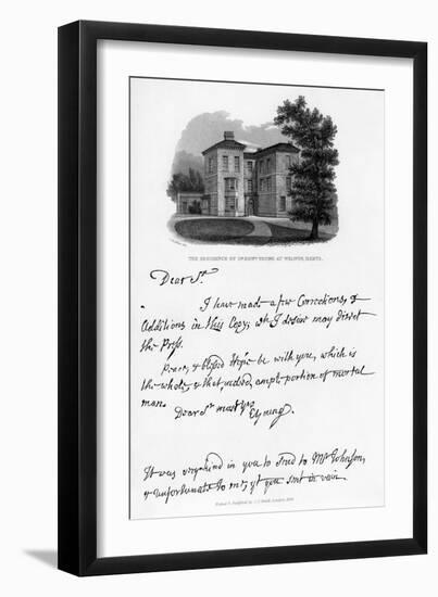 A Letter from Edward Young, and a View of His Residence at Welwyn, Hertfordshire, 1740s-Edward Young-Framed Giclee Print