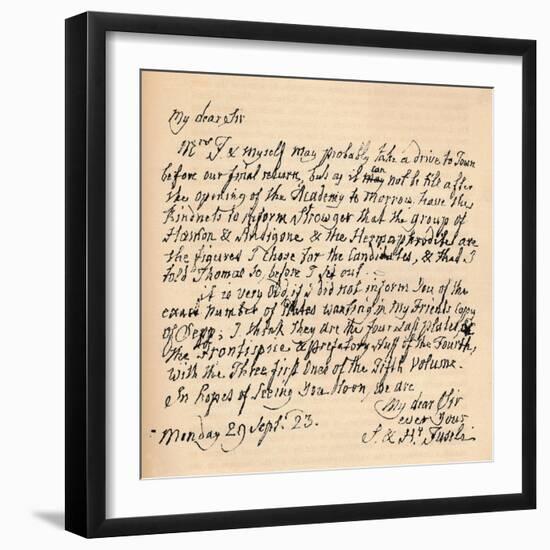 A letter from Henry Fuseli, 29 September 1823 (1904)-Henry Fuseli-Framed Giclee Print