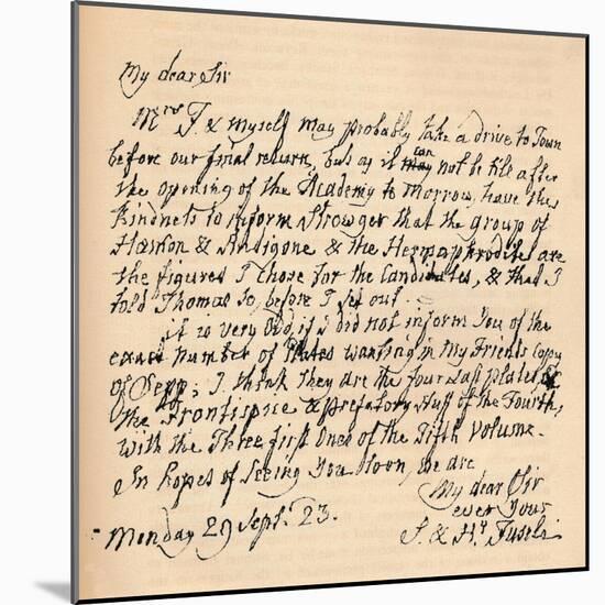 A letter from Henry Fuseli, 29 September 1823 (1904)-Henry Fuseli-Mounted Giclee Print