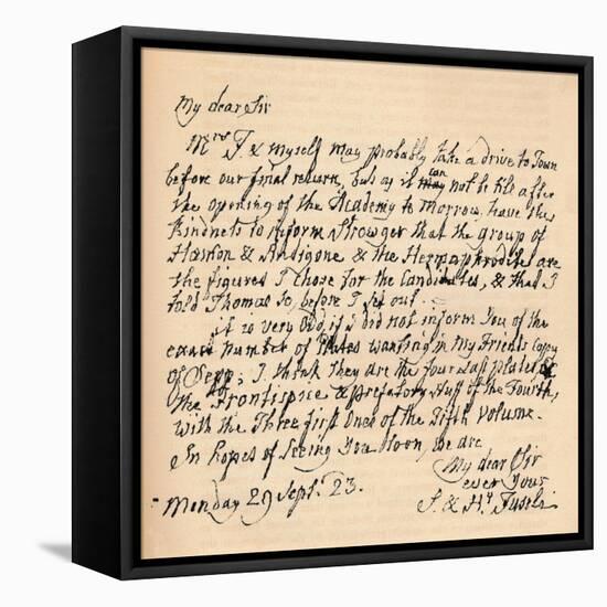A letter from Henry Fuseli, 29 September 1823 (1904)-Henry Fuseli-Framed Stretched Canvas