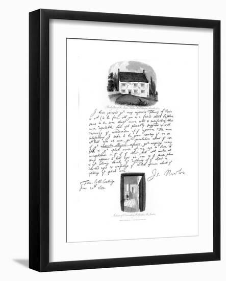 A Letter from Isaac Newton, and a View of His Birthplace at Woolsthorpe, Lincolnshire, 1682-Sir Isaac Newton-Framed Giclee Print