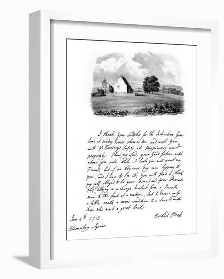 A Letter from Sir Richard Steele, and a View of His Cottage at Haverstock Hill, 1713-Richard Steele-Framed Giclee Print