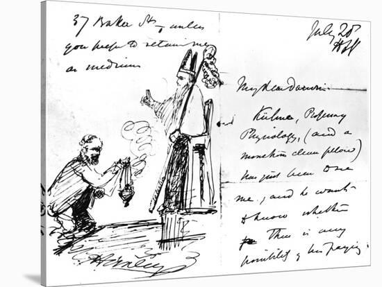 A Letter from Thomas Henry Huxley to Charles Darwin, with a Sketch of Darwin as a Bishop or Saint-Thomas Henry Huxley-Stretched Canvas